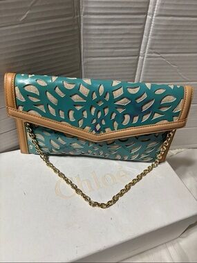 Leather/non leather Shoulder/clutch bag with chain strap. NWOT